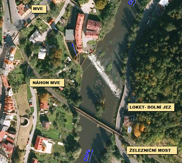 Situace u jezu v Lokti Situace u jezu v Lokti